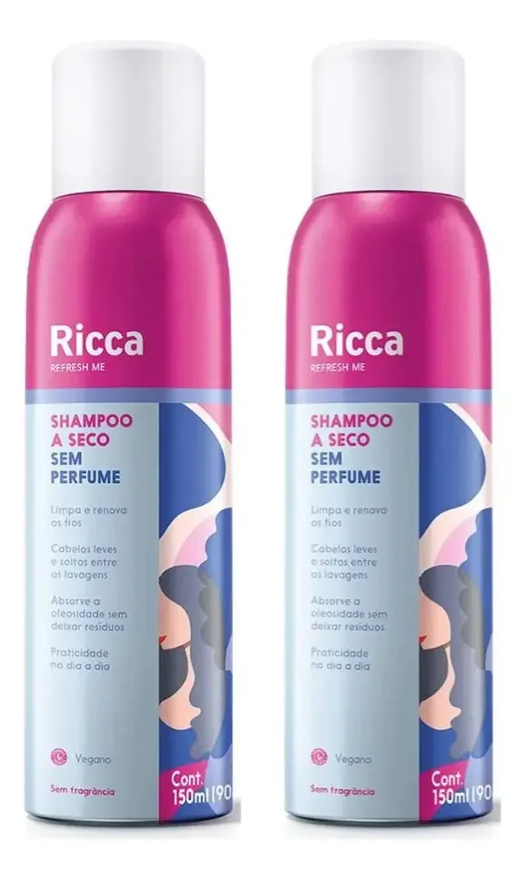 2 Shampoos A Seco Sem Perfume 150ml (cada) - Ricca