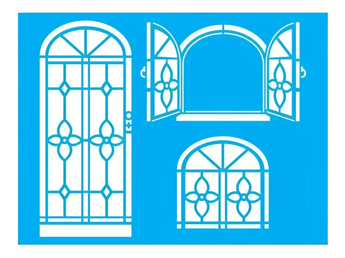 Stencil Tamako Janelas Porta Acetato 15x20cm Arte e Decoração