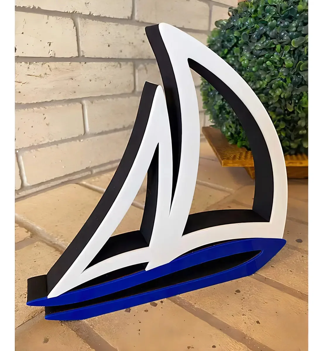 Barco Estilo Em Mdf Decoryou - Ref 344 Azul 20x22x2,7cm