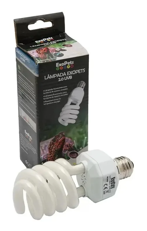Lampada Uvb 2.0 Para Aves E Anfíbios Exopets 15w