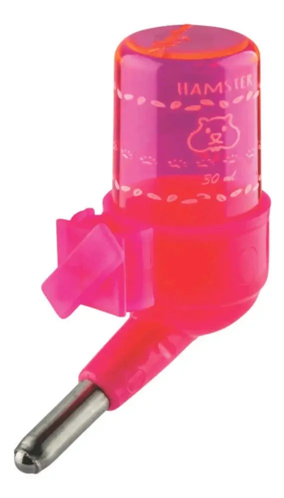 Bebedouro Injetfour Para Hamster e Roedores 30ml Bico Inox Rosa