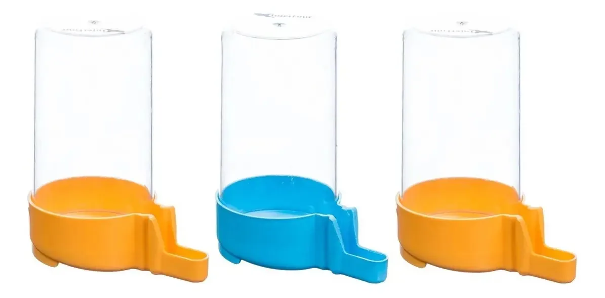 Kit 3 Bebedouros Injetfour Gigante de Acrílico para Pássaros Exóticos e Silvestres 200 mL