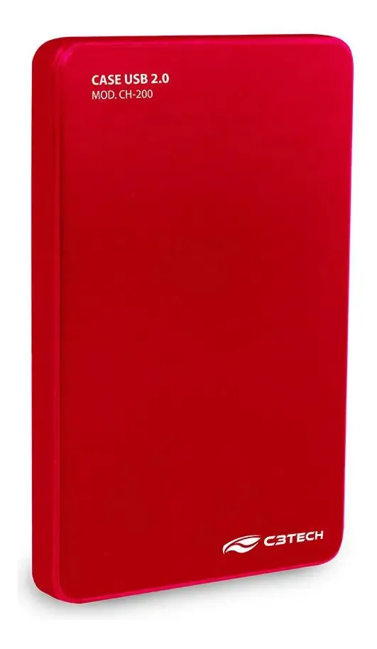 Case Para Hd Externo 2,5 Usb 2.0 Ch-200rd Vermelha C3 Tech