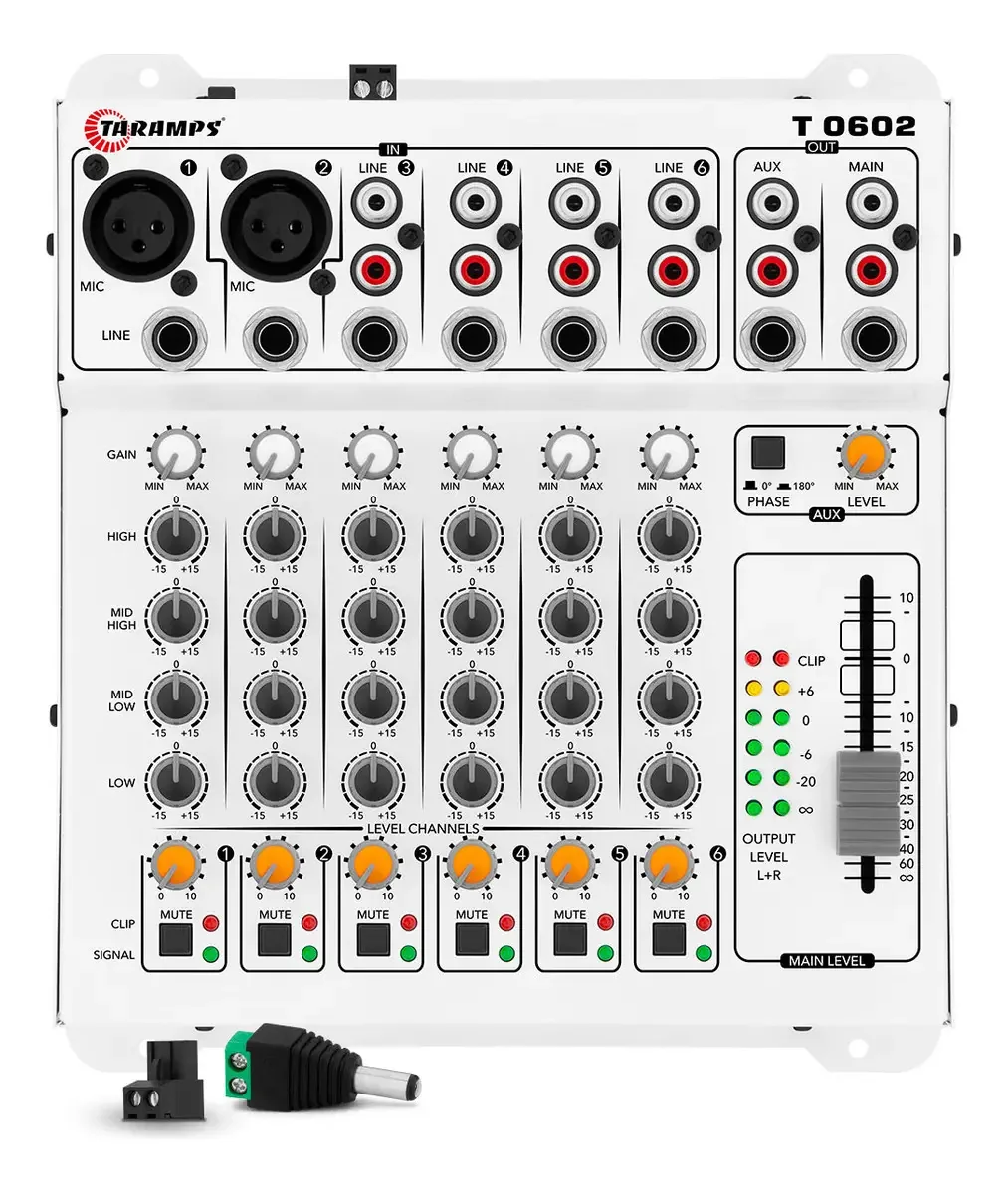 Mesa Taramps De Som 6 Canais T 0602 Equalizador 6 Entradas Mixer Som Automotivo
