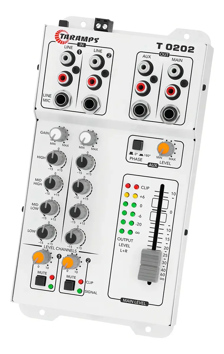 Mesa De Som Taramps T0202 Equalizador Som Automotivo 0202 2 Entradas Mixer Equalizadora P10 Rca