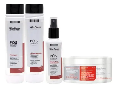Kit 4 Produtos Pós Química E Proteção Da Cor Vita Derm