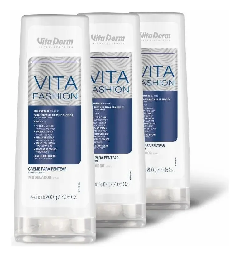 Kit 3 Cremes Para Pentear Vita Fashion 5 Em 1 Vita Derm