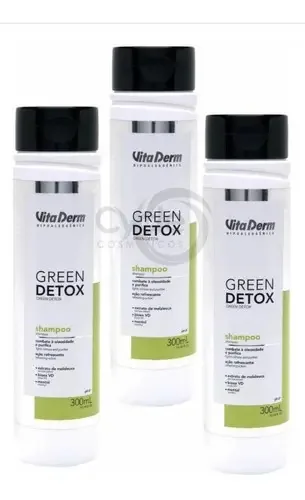 Kit 3 Shampoos Green Detox Vita Derm Controle De Oleosidade