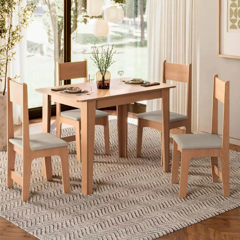 Conjunto De Mesa Sonetto Delta Com Tampo E 4 Cadeiras