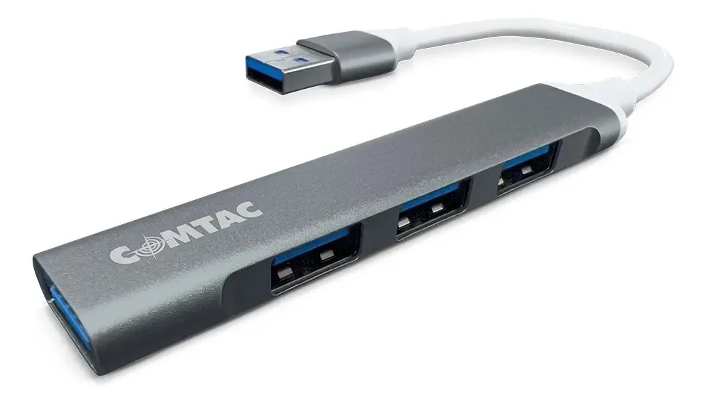 Hub Usb 3.0 E Usb 2.0 Alumínio 4 Portas Cinza Comtac 1102