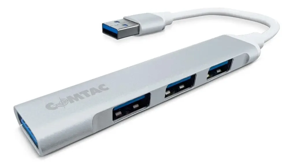 Hub Usb 3.0 E Usb 2.0 Alumínio 4 Portas Prata Comtac 1103
