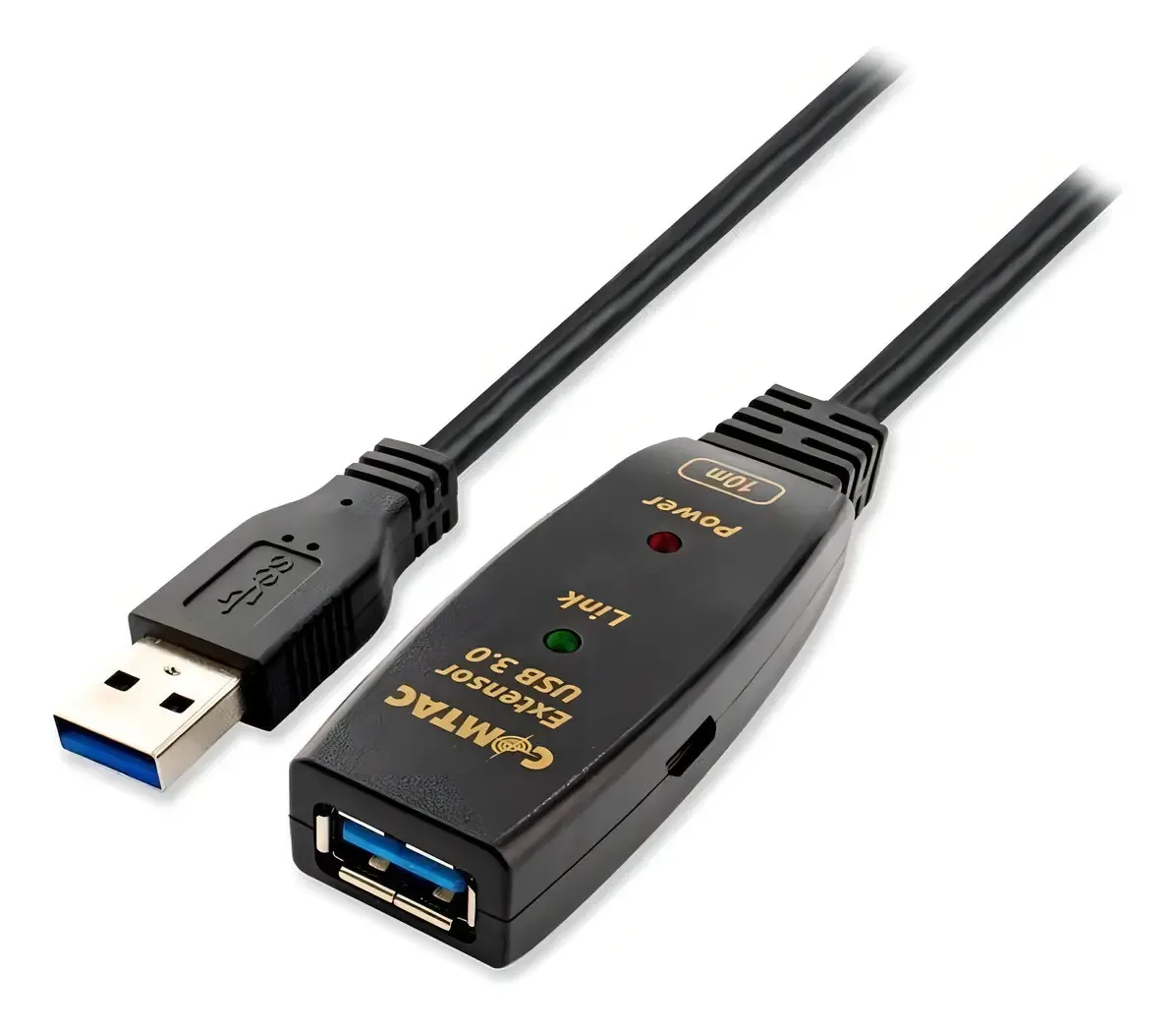 Cabo Extensor USB 3.0 Comtac 2 Amplificadores Sinal 10 Metros USB A Macho Fêmea