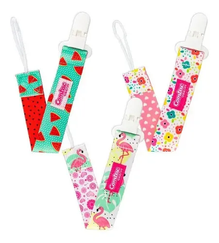 Prendedor Chupetas 3 Pçs Fruta Encanto Ave Comtac Kids