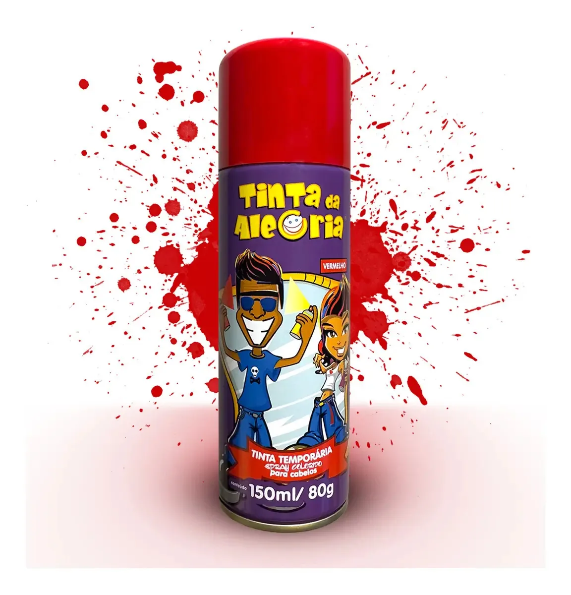 Tinta Temporária FgCom em Spray Vermelho para Cabelo Maluco