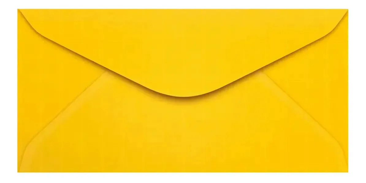 100 Envelopes Ofício Cor Amarelo 11,4x22,9