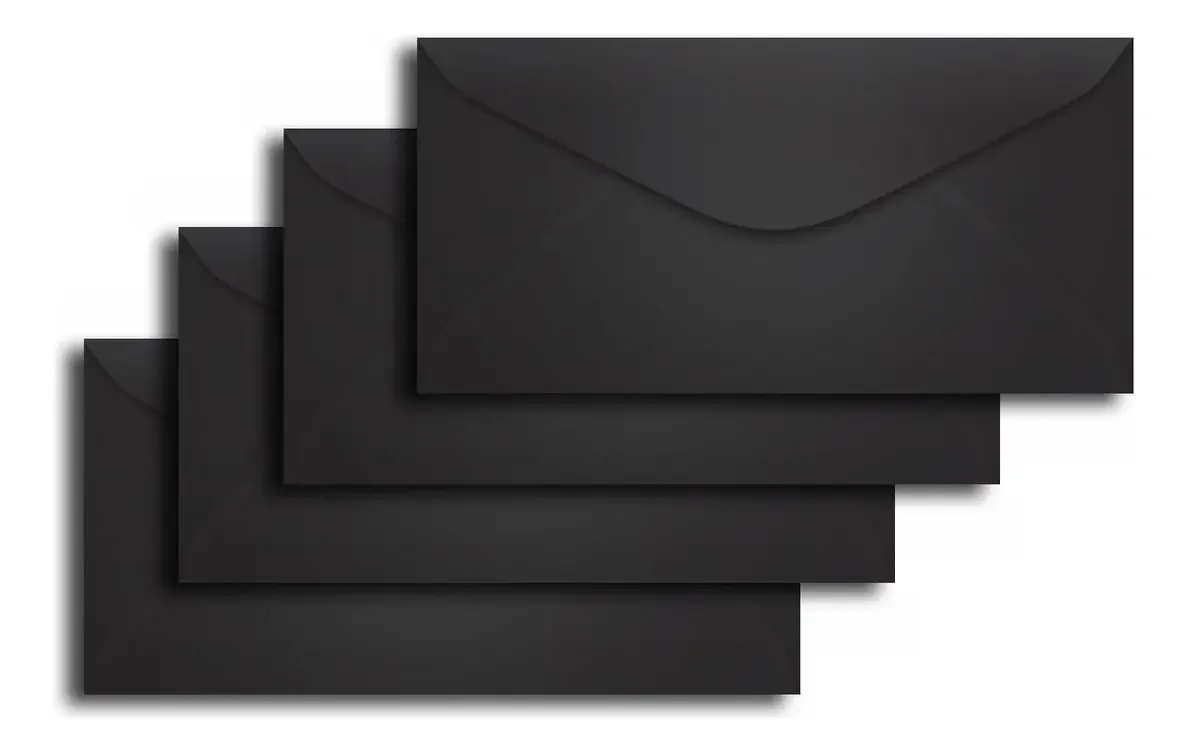 500 Envelopes Ofício Cor Preto 11,4x22,9