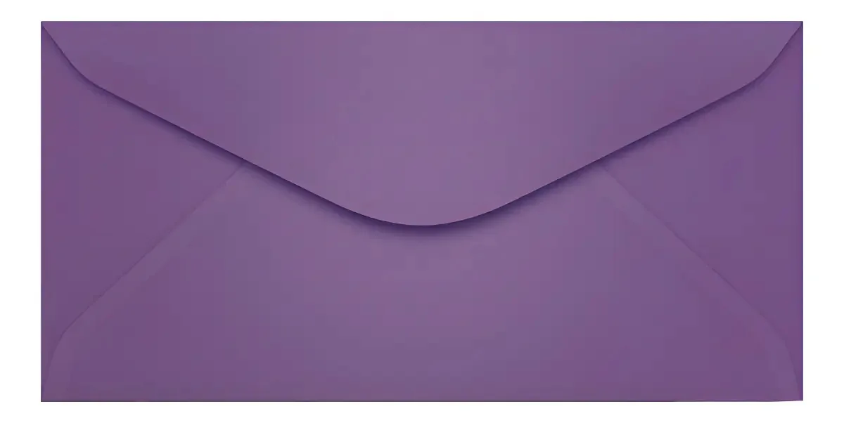100 Envelopes Ofício Cor Amarelo 11,4x22,9 Cor Roxo