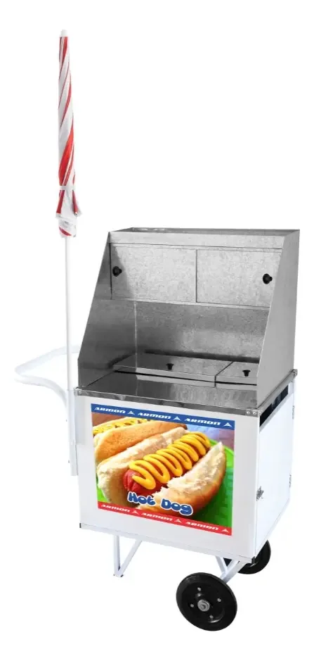 Carrinho Cachorro Quente Inox 3 Cubas Frias E 1 Cuba Quente