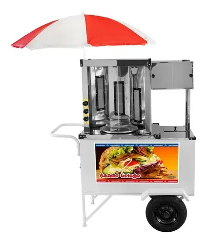 Carrinho Churrasco Grego Lanche Inox 3 Queimadores Carne