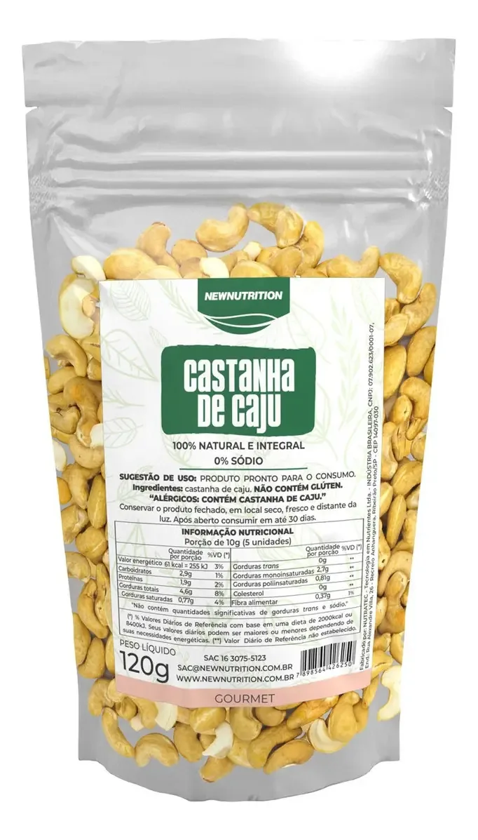 Petisco Aperitivo Castanha De Caju 120g Newnutrition