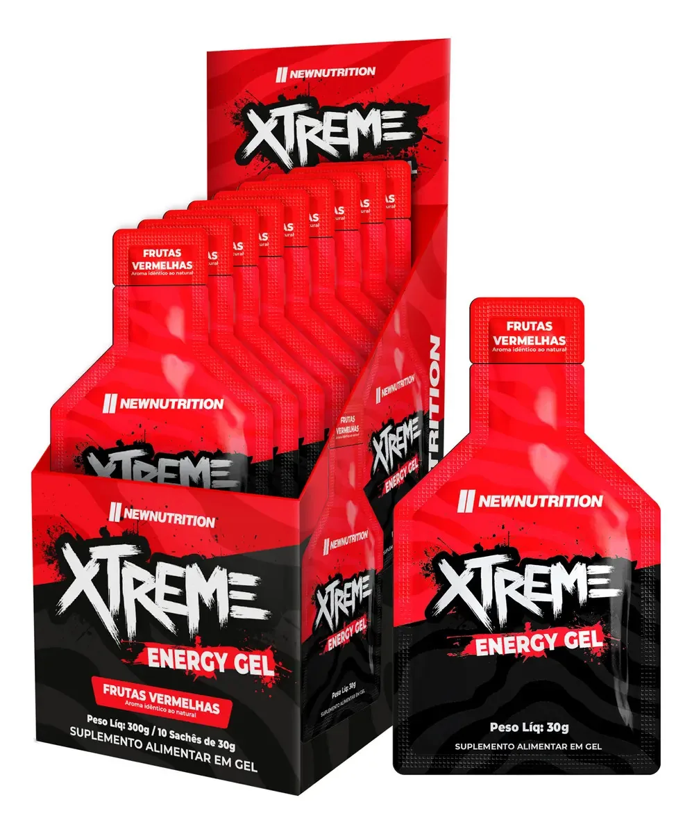 Pré Treino Carboidrato Gel Xtreme 10 Sachês Newnutrition Sabor Frutas vermelhas