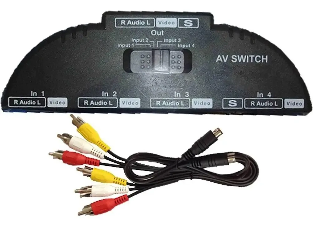 Chave Seletora 4x1 Rca E S-vídeo Com Cabos Chsl0003 Storm