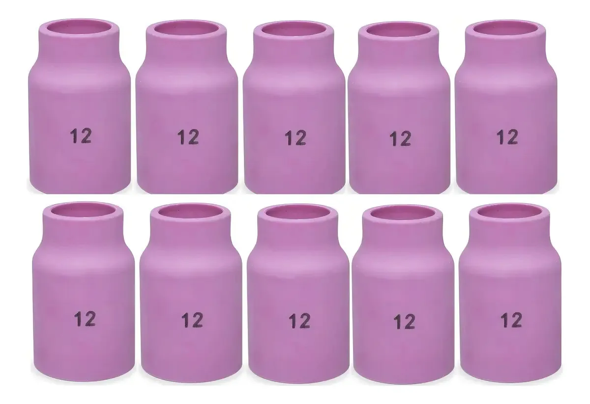 Kit Com 10 Peças Bocal De Cerâmica Gás Lens Tig Pesado N12