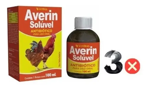 Averin 100ml Vetbras Antibióticos P/ Aves Kit 3 Unidades