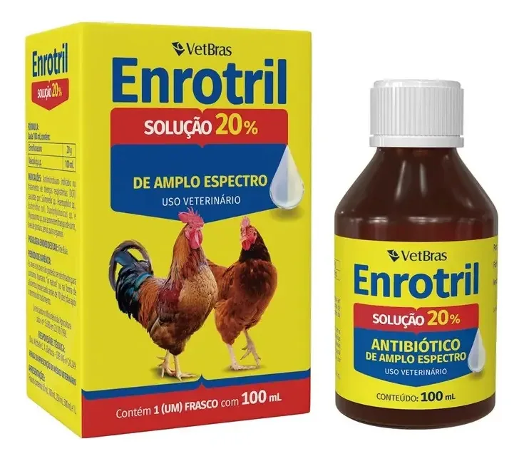 Enrotril Solúvel 20% - Antibiótico Para Aves - 100ml