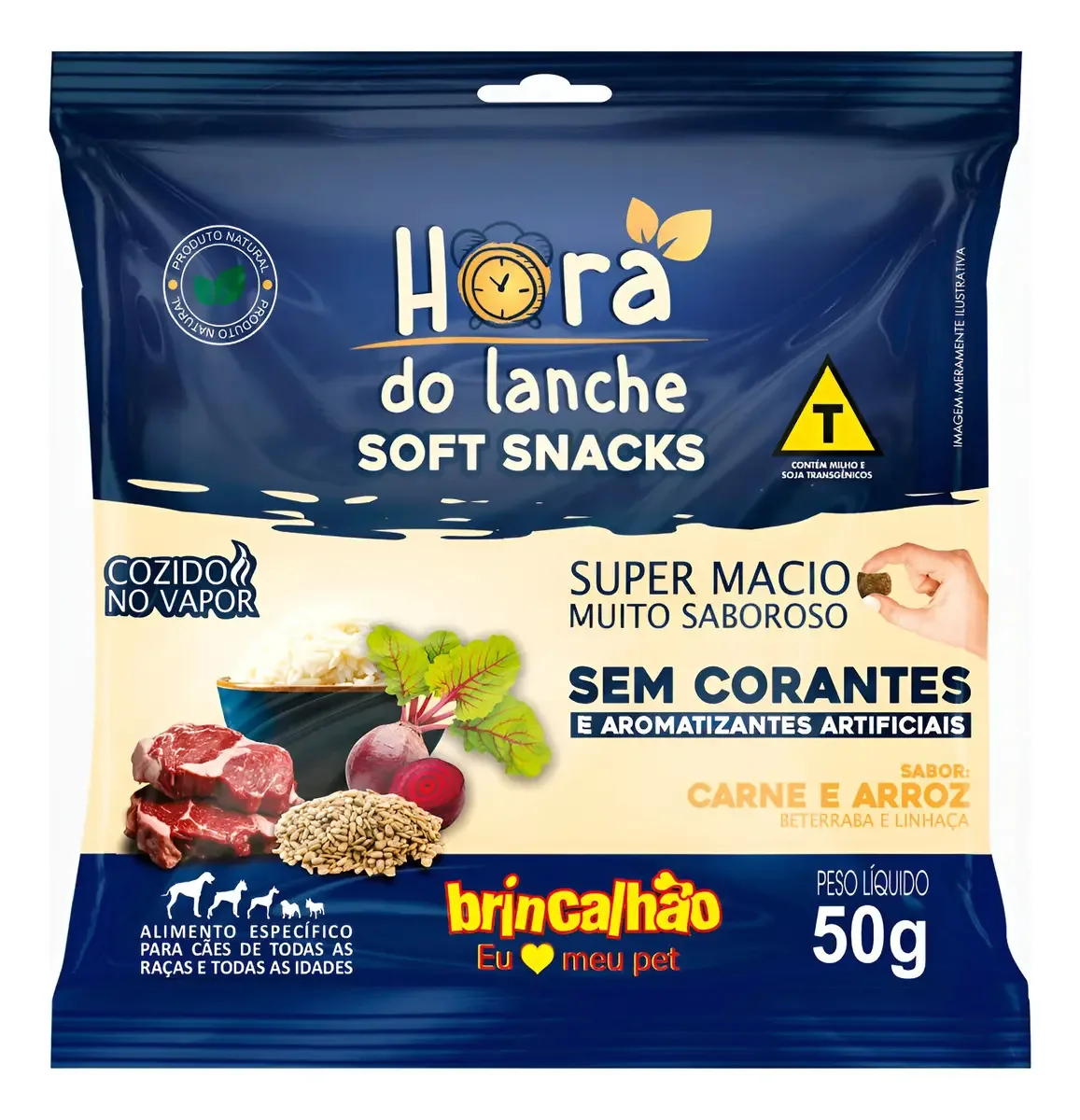 Petisco Para Cachorro Sabor Carne E Arroz Snacks Macios 50gr