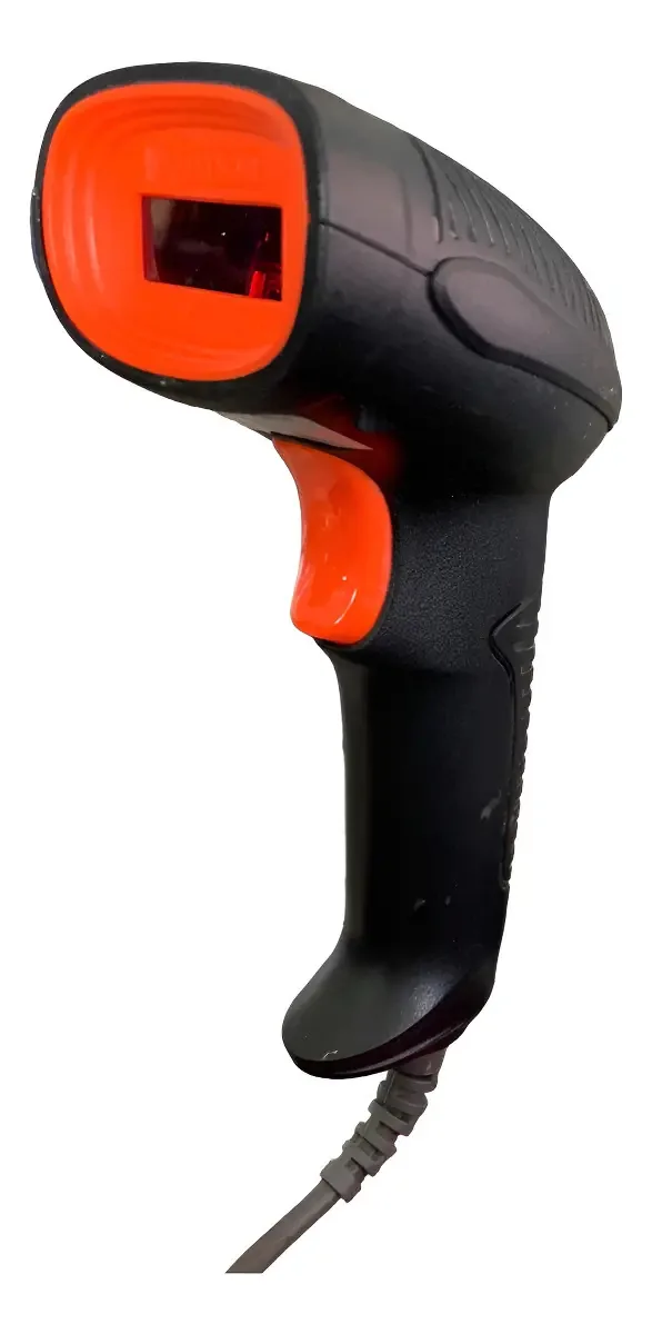 Leitor De Código Barras Led Cabo Usb 30cm Distância Cor Preto/laranja