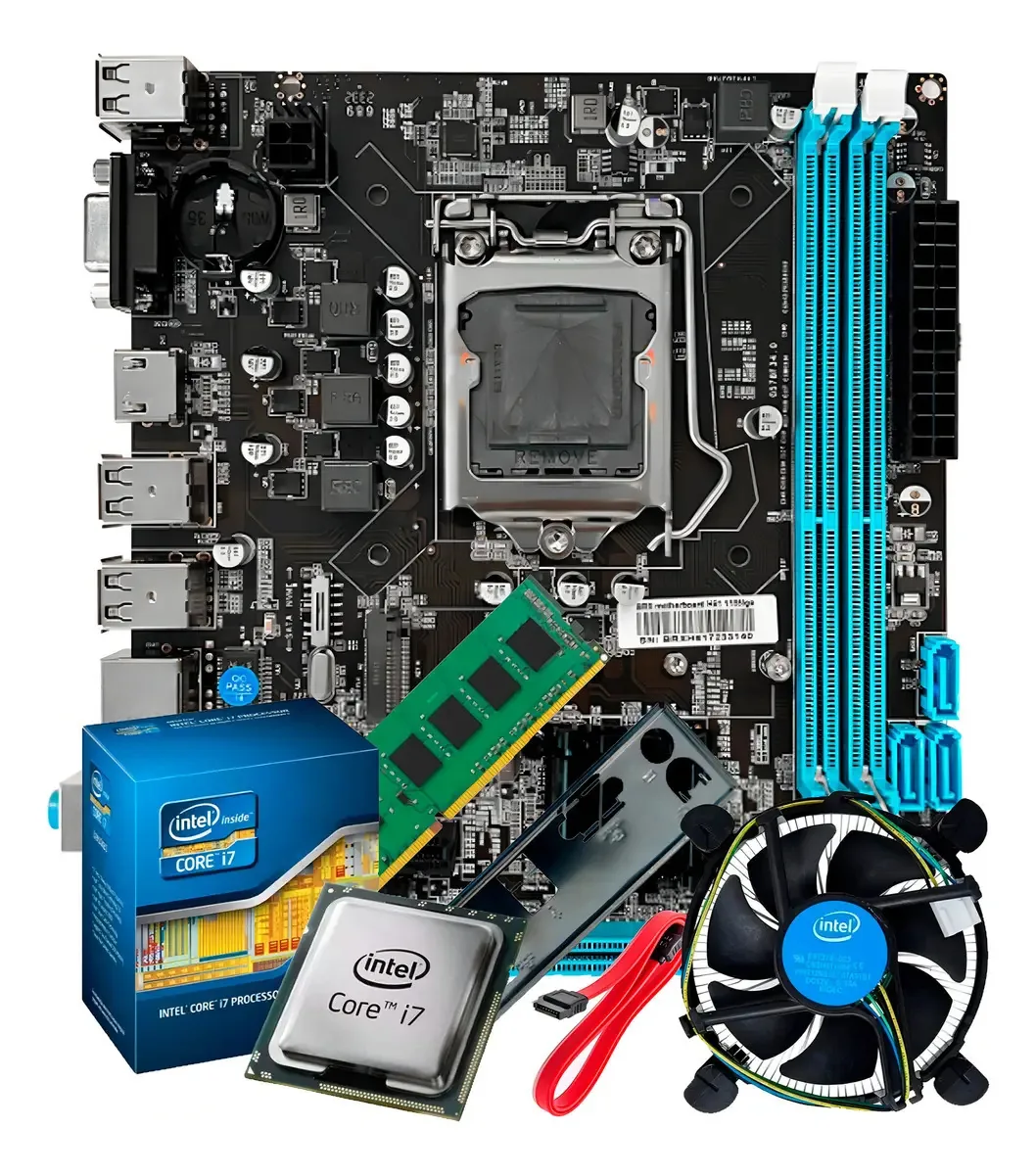 Kit de atualização de placa-mãe H61 Intel Core I7 2600 memória DDR3 8 GB cor preto