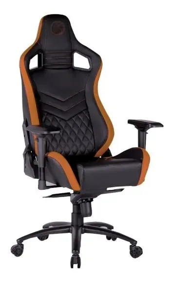 Cadeira Gamer Júpiter Marrom E Caramelo Em Couro Reclinável Marrom Couro