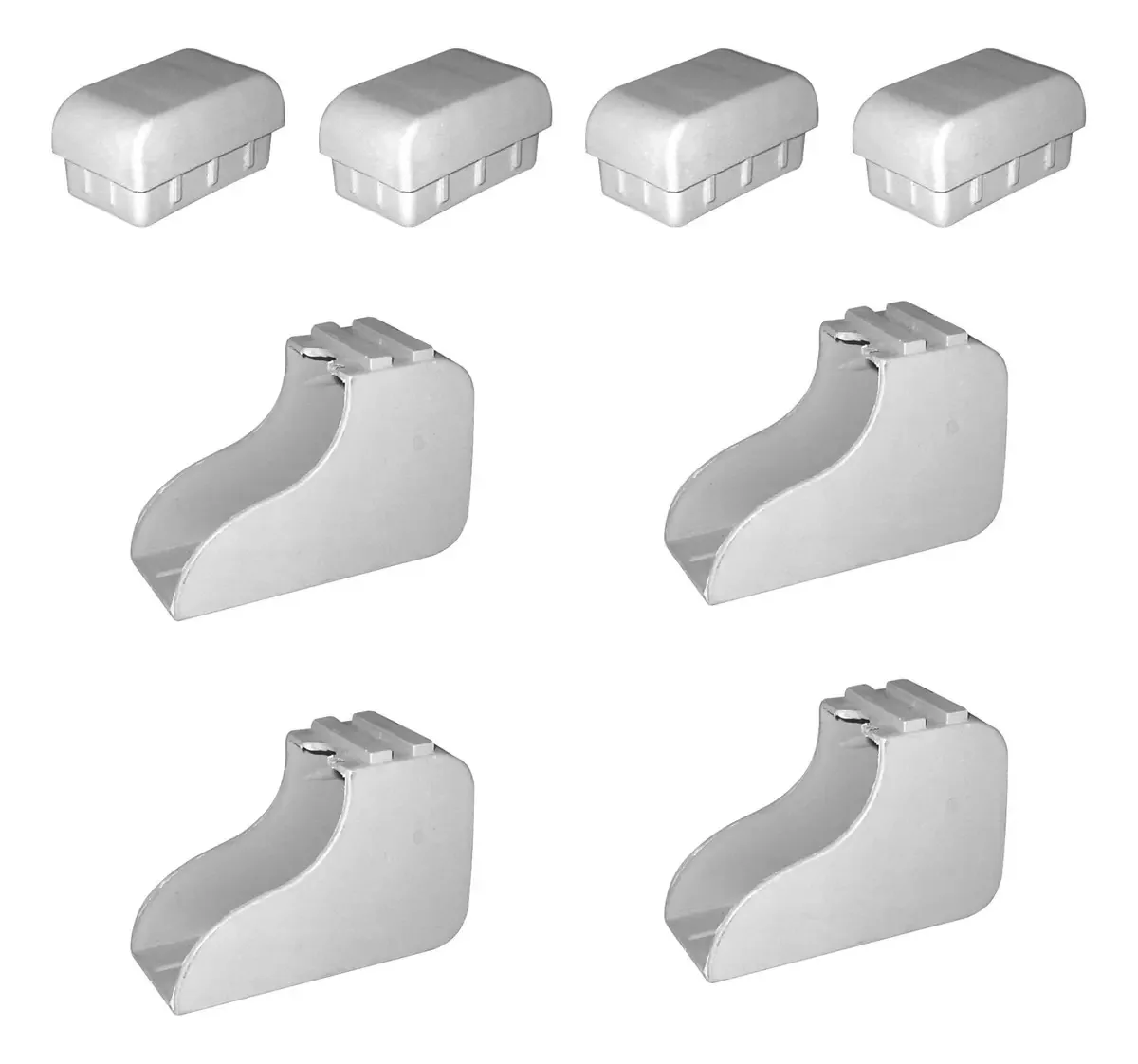 4 Pares De Ponteiras Plásticas 50x30mm Cinza Cristal Móveis Cinza Cristal