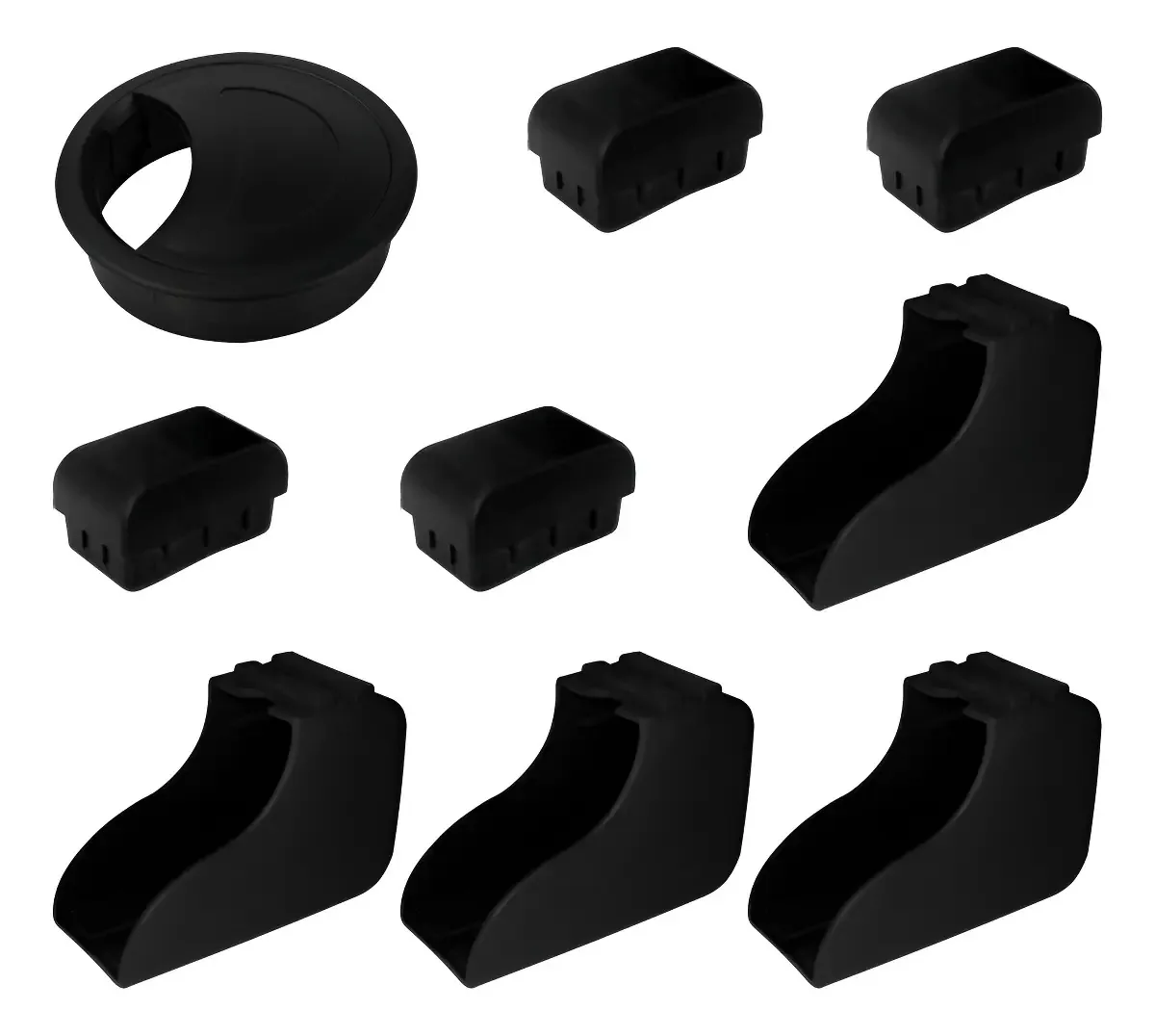 Kit Passa Fio Plástico 60mm + 8 Ponteiras 50x30mm Preta Preto