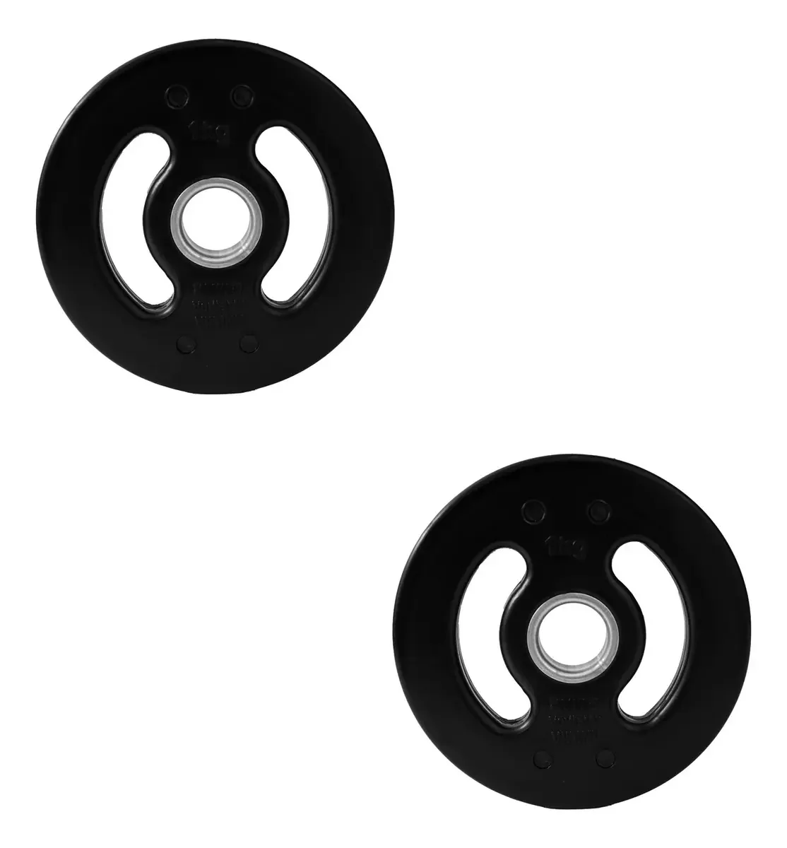 2 Anilhas Injetadas De 1 Kg Cada C/ Anel De Inox Standard Preto