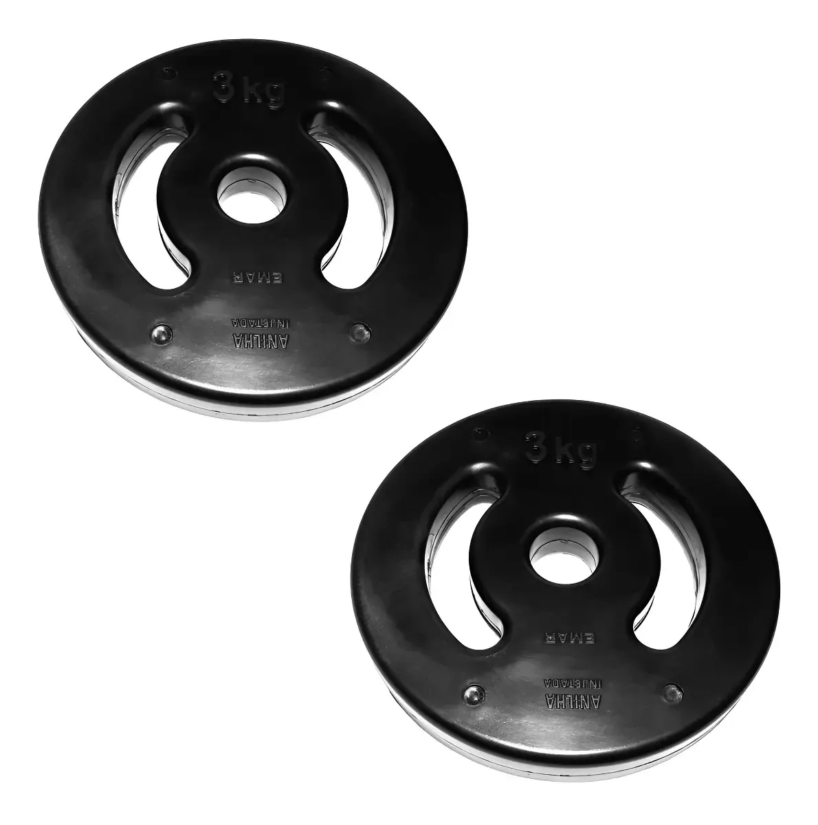 Kit Com 2 Anilhas Injetadas Emar De 3 Kg Cada Furo Standard
