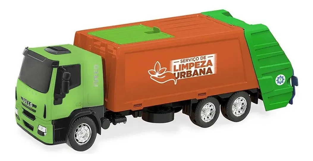 Brinquedo Caminhão Iveco Tector Coletor Laranja
