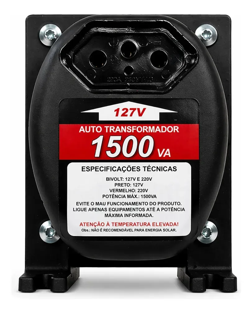 Autotransformador Bivolt 1500VA 1050W Preto Kitec