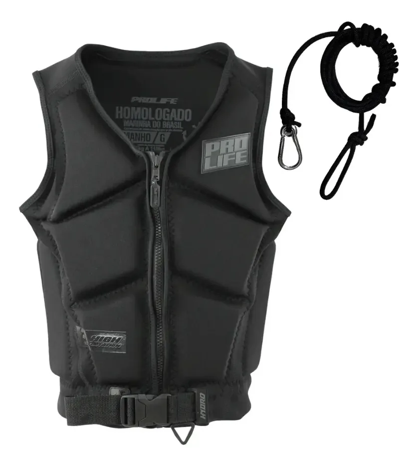 Colete Salva Vidas Hydro Pro Life Preto + Kit Atracação Preto M