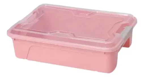 Caixa Organizadora Decorativa 10 Litros Com Tampa E Travas Cor Rosa