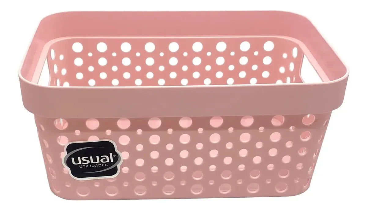 Cestos Organizador Armário Gaveta Lavanderia (25x17cm) Cor Rose