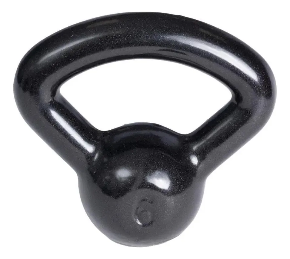 Kettlebell Emborrachado 6kg Peso Musculação Fitness Preto