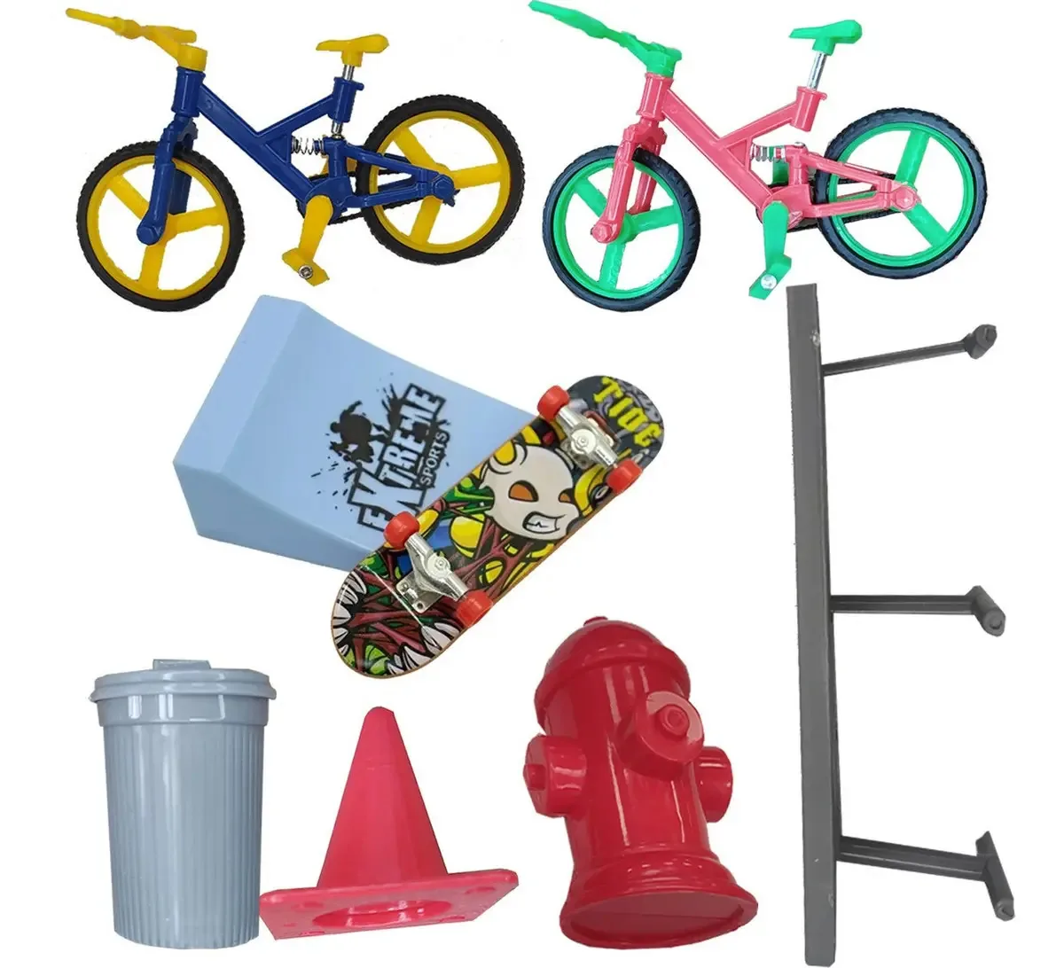 Kit Bicicleta De Dedo Com Skate E Acessórios Completo
