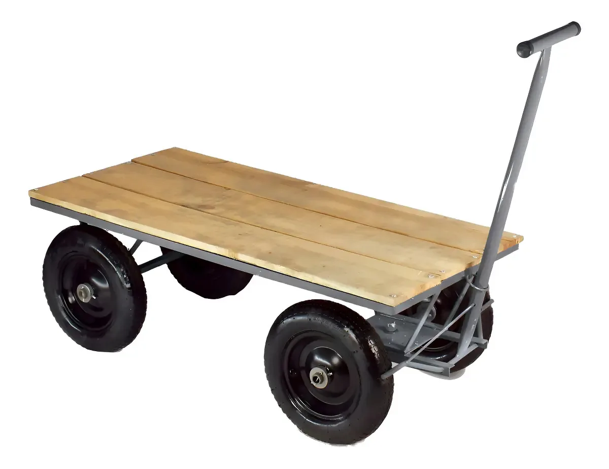 Carrinho Plataforma 120 Cm Em Madeira Até 500kg Powertrans P21 Cinza-escuro