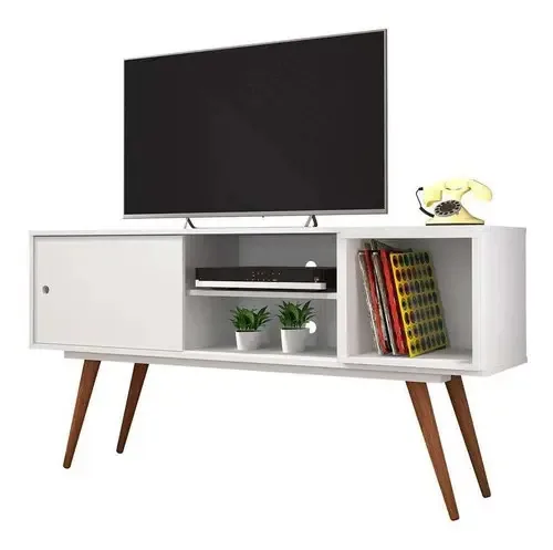 Rack Para Tv Até 49 Polegadas 1 Porta Branco - Olivar Móveis