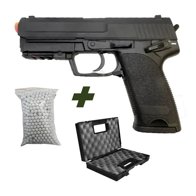 Kit Pistola Airsoft Usp Cyma + 1000 Bbs + Maleta 6 Mm