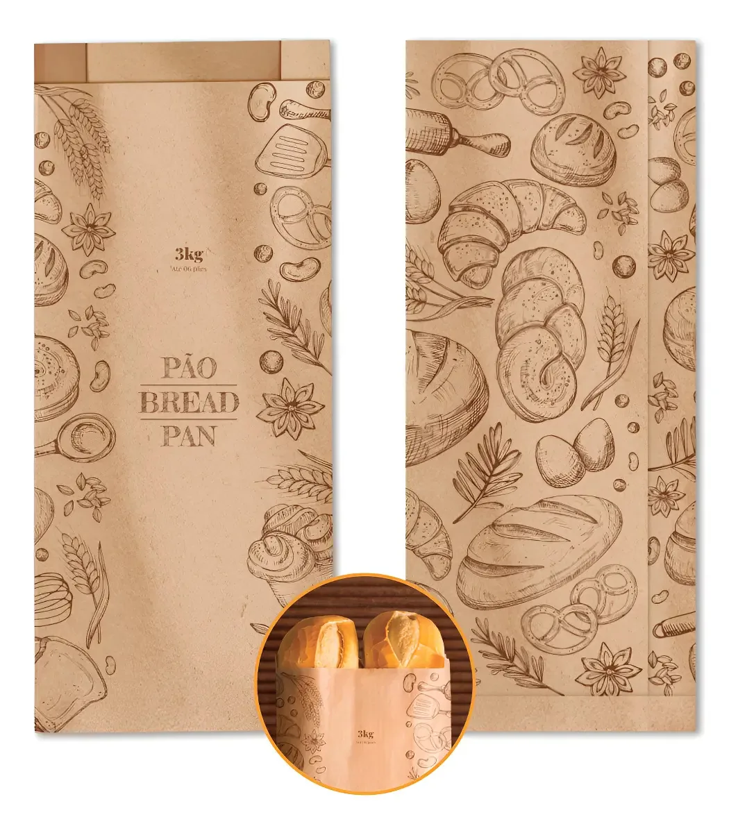 Sacos Carryfoody Pd 46x37 C/ 500 3kg Padrao Pao Bread Pan