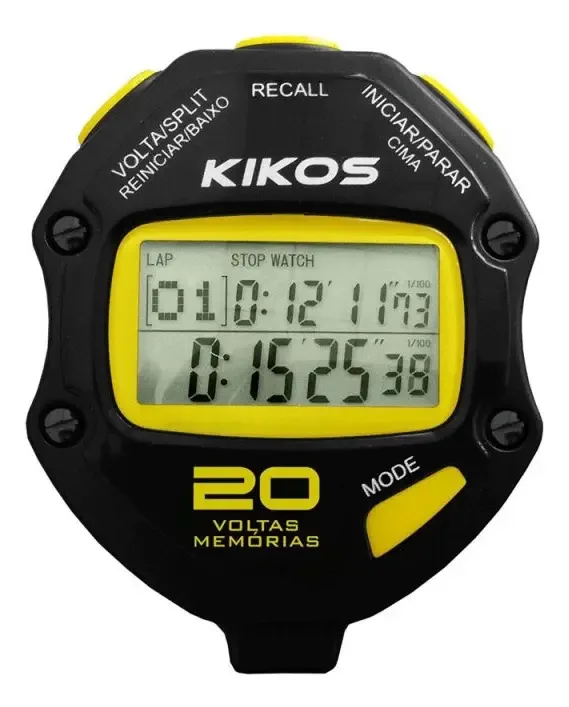 Cronômetro Kikos 20 Voltas Cr20 Preto E Amarelo Com Tempor Cor Preto/amarelo