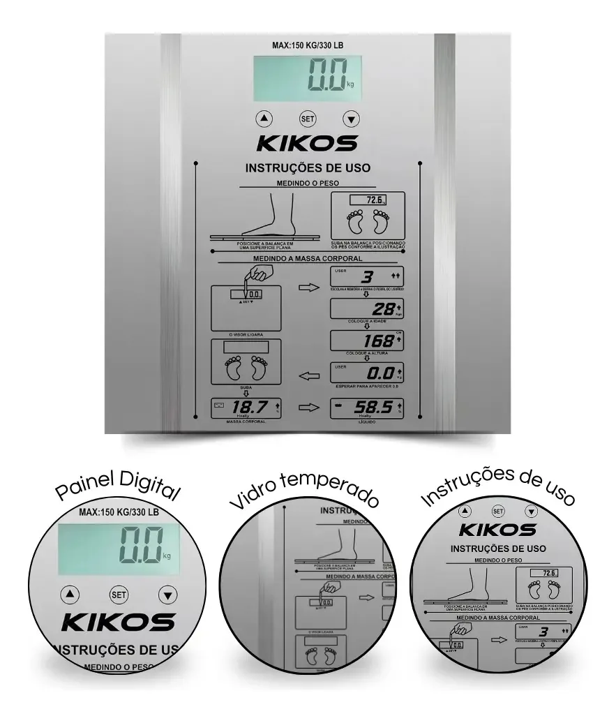 Kikos balança corporal digital pediátrica prateada